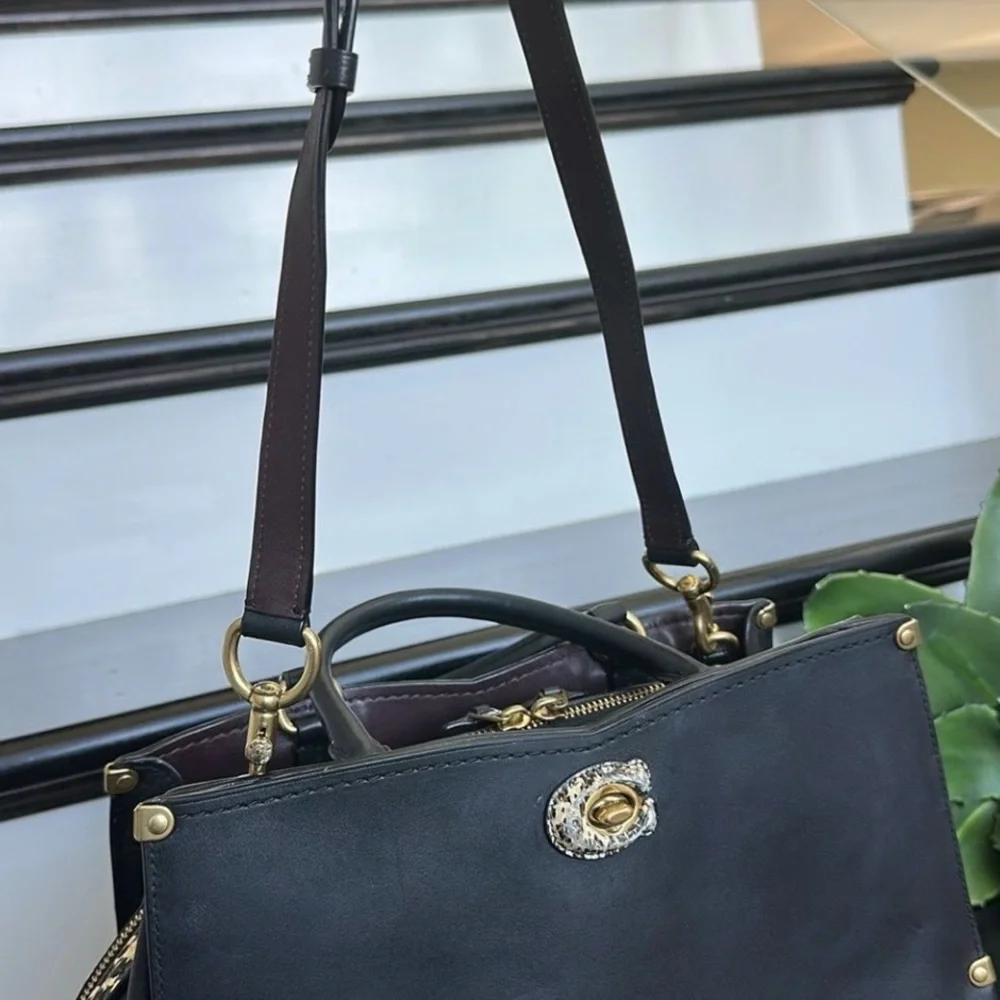 Coach Black Leather Satchel with Gold Hardware